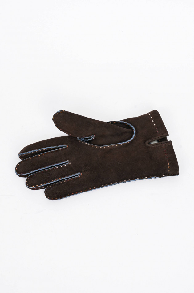 TR Handschuhe Wien Handschuhe aus Veloursleder in Braun