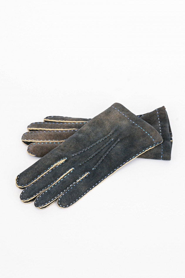 TR Handschuhe Wien Handschuhe aus Veloursleder in Beigeblau
