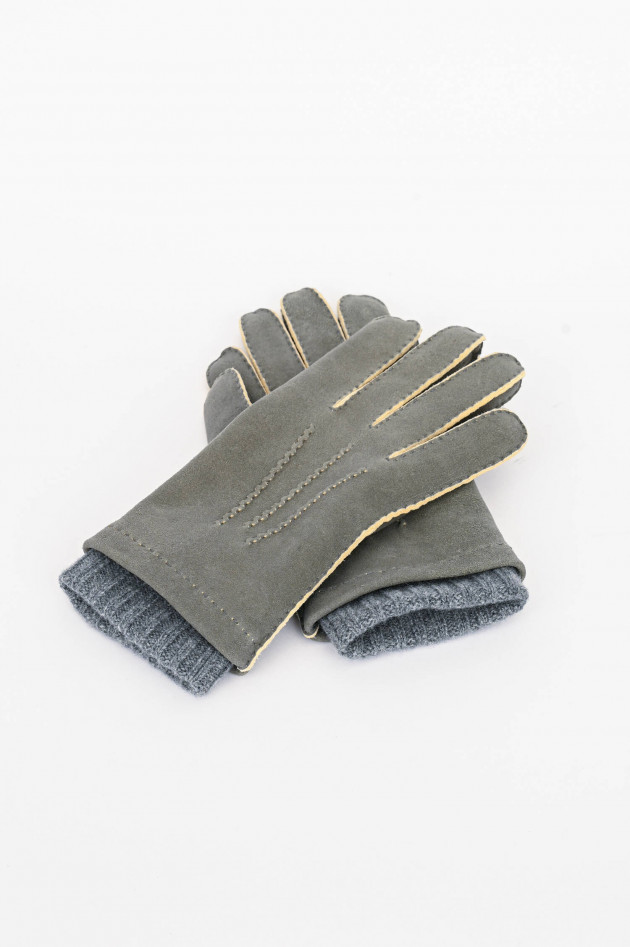 TR Handschuhe Wien Handschuhe aus Veloursleder in Salbei