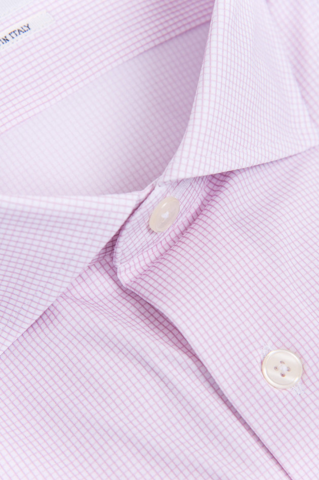 Traiano Hemd im Karo-Design in Weiß/Rosa