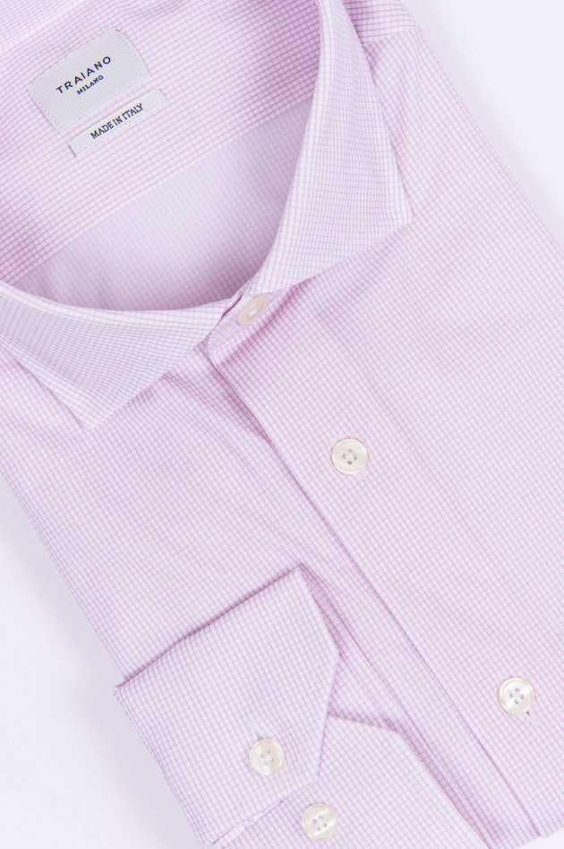 Traiano Hemd im Karo-Design in Weiß/Rosa