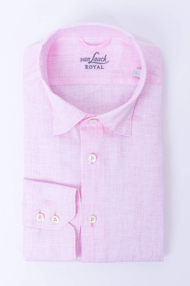 Van Laack Leinenhemd mit Under-Button-Down in Rosa