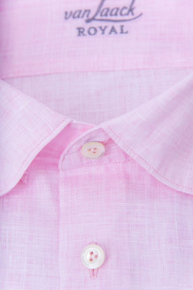 Van Laack Leinenhemd mit Under-Button-Down in Rosa