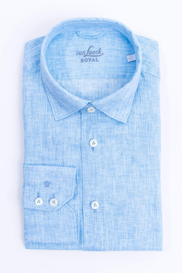 Van Laack Leinenhemd mit Under-Button-Down in Hellblau