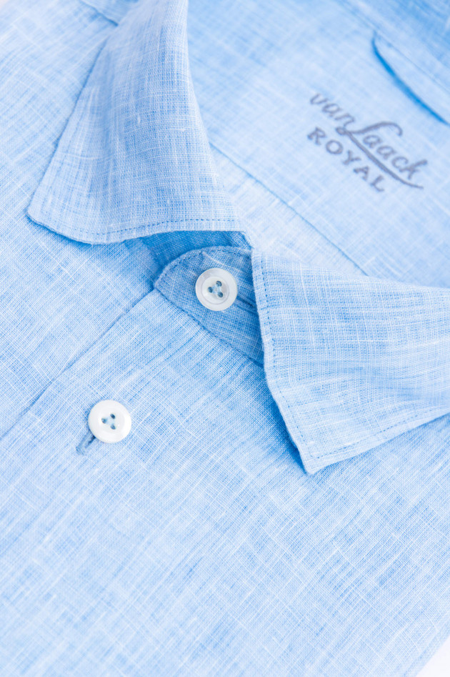 Van Laack Leinenhemd mit Under-Button-Down in Hellblau