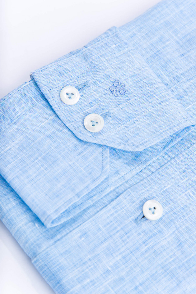 Van Laack Leinenhemd mit Under-Button-Down in Hellblau