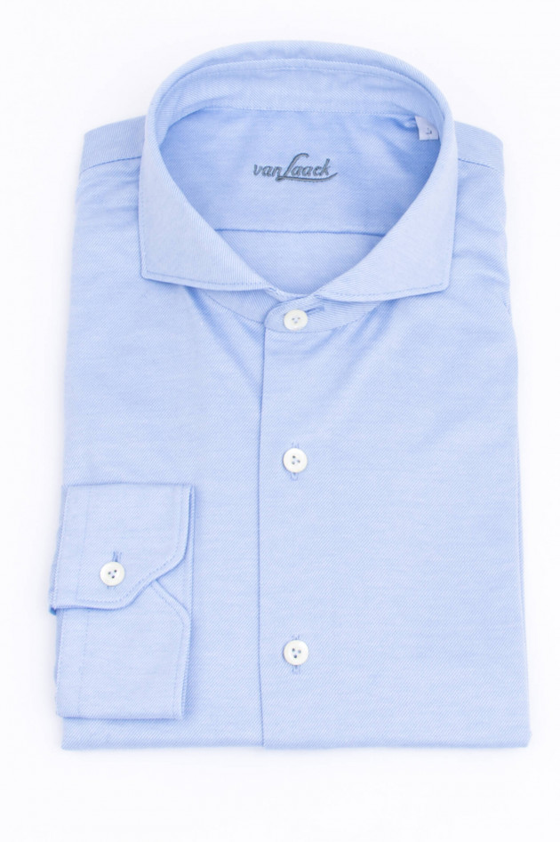 Van Laack Hemd mit klassischem Kragen in Blau meliert