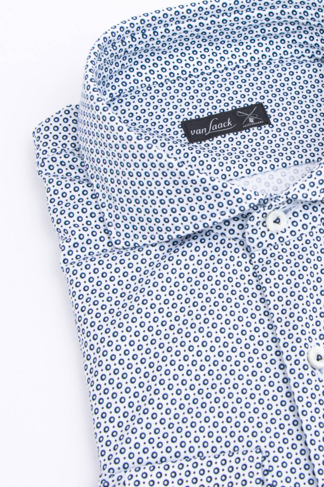 Van Laack Hemd mit Musterung in Blau/Weiß