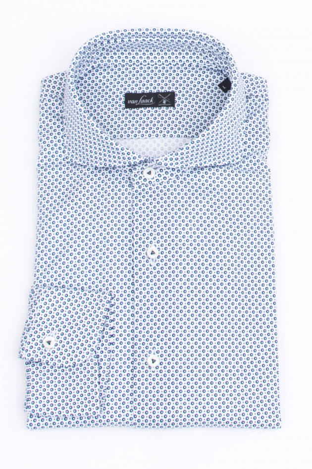 Van Laack Hemd mit Musterung in Blau/Weiß