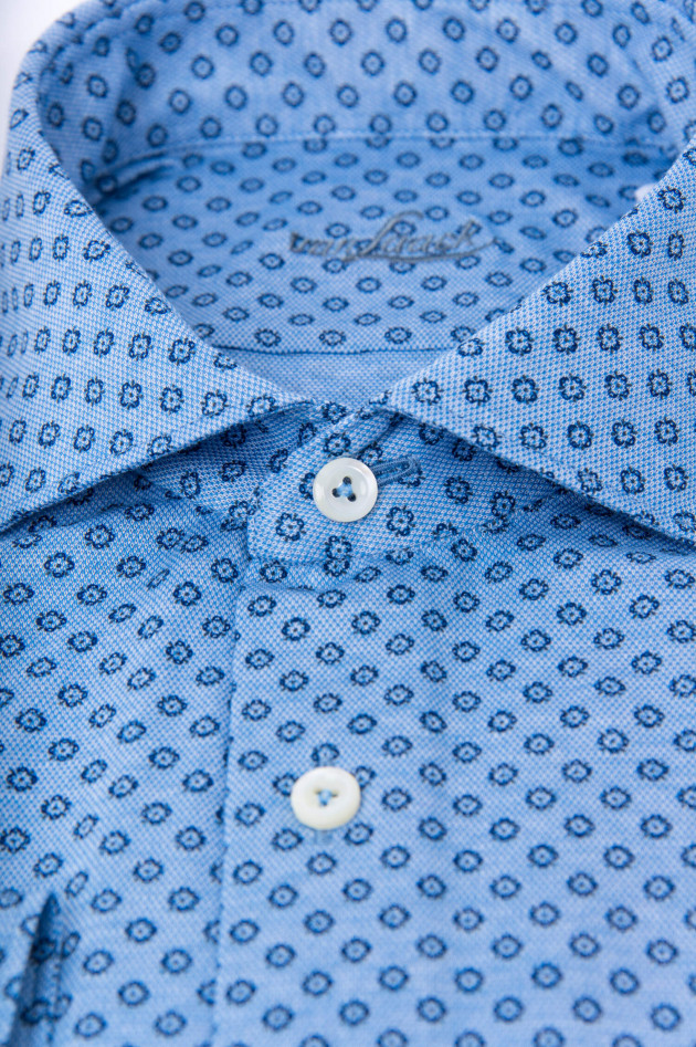 Van Laack Hemd mit Micromuster in Blau