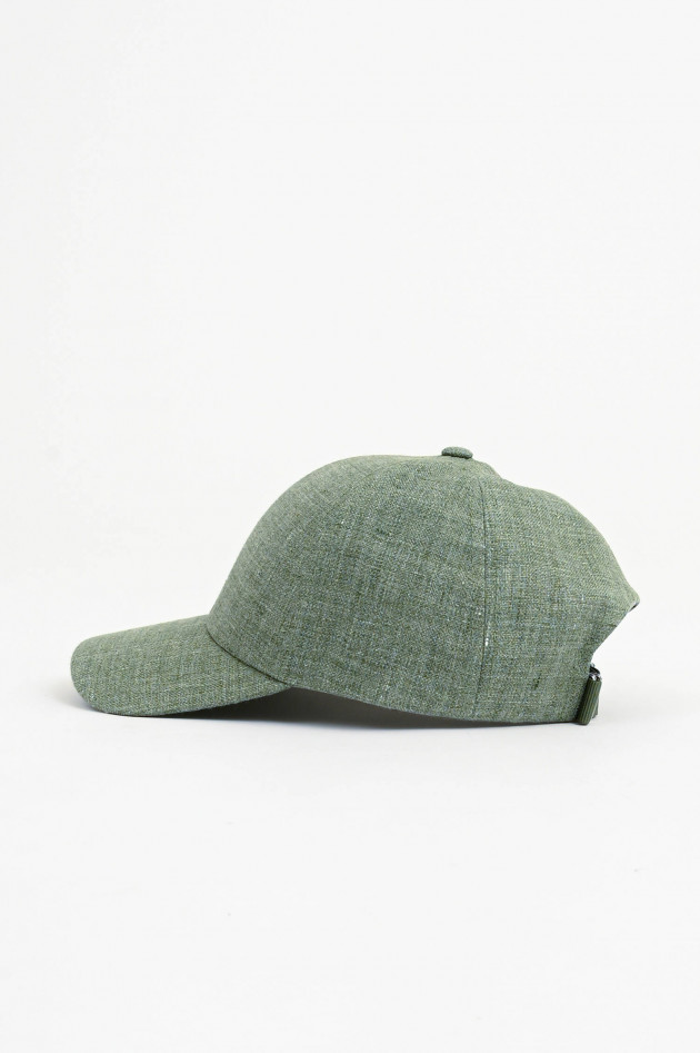 Varsity Baseball Cap aus Leinen in Grün meliert