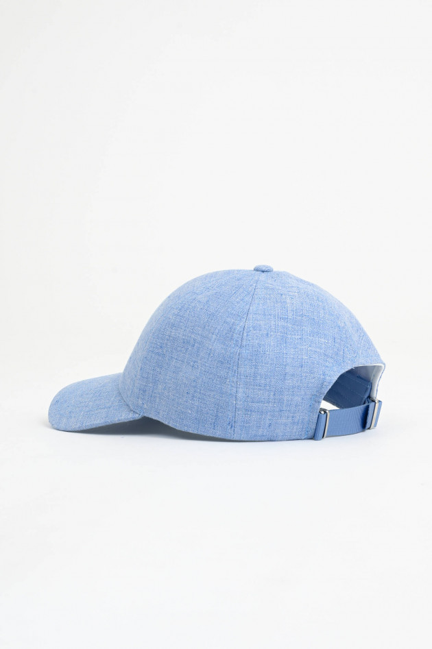 Varsity Baseball Cap aus Leinen in Hellblau meliert