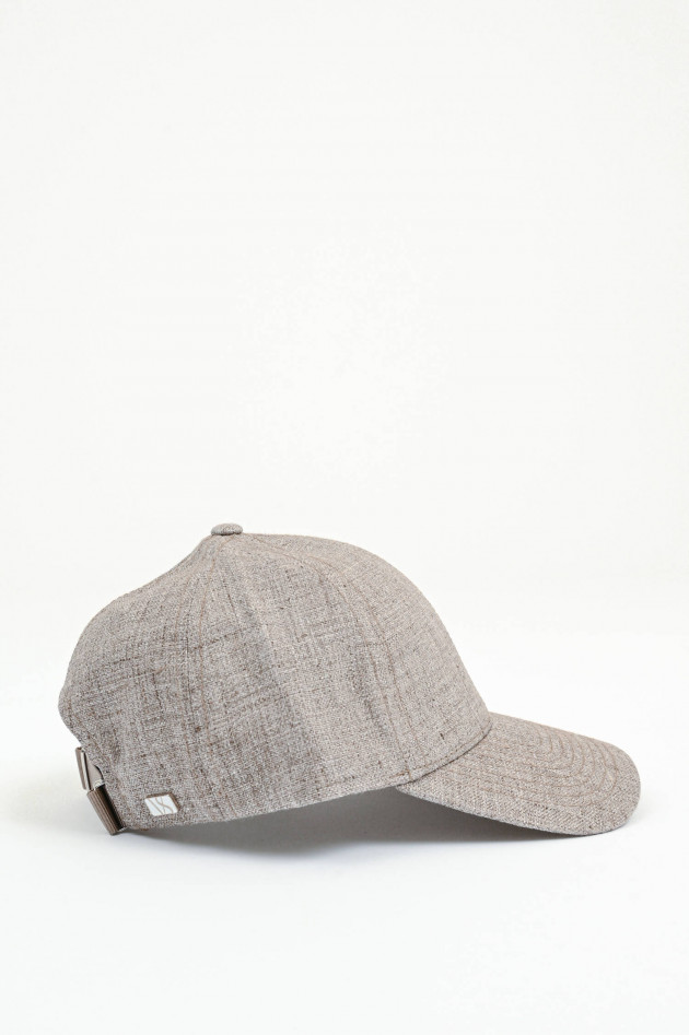 Varsity Basecap aus Leinen in Braun meliert