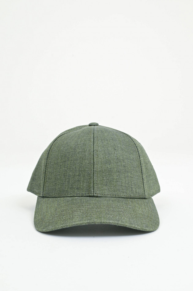 Varsity Basecap aus Leinen in Oliv meliert