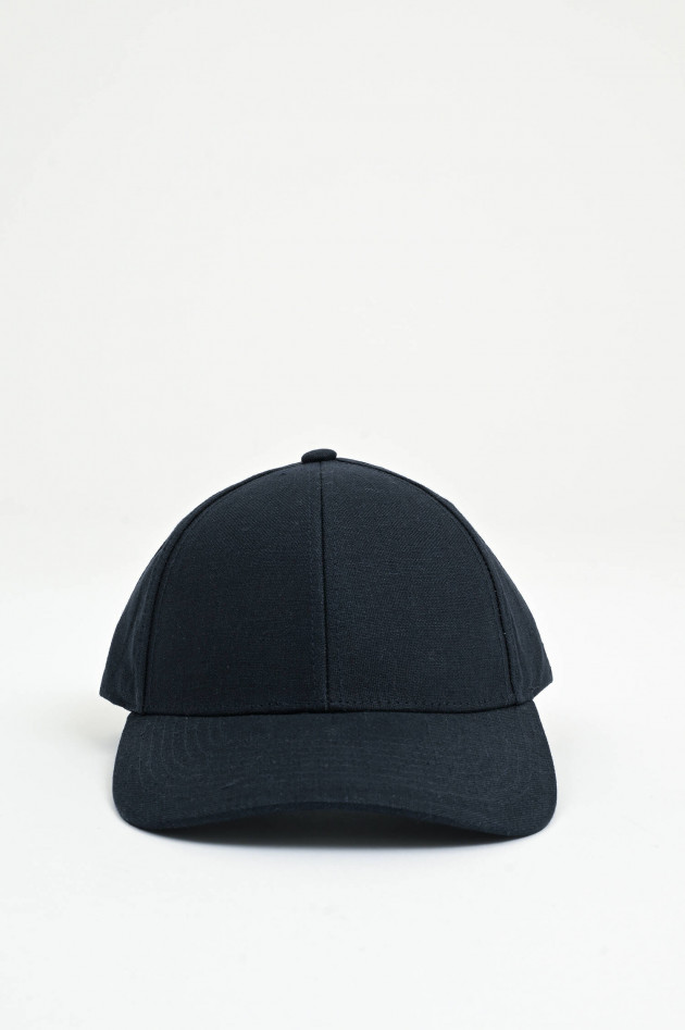 Varsity Basecap aus Leinen in Navy meliert