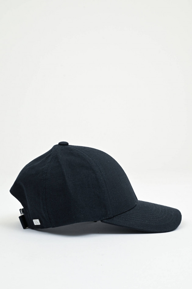 Varsity Basecap aus Leinen in Navy meliert