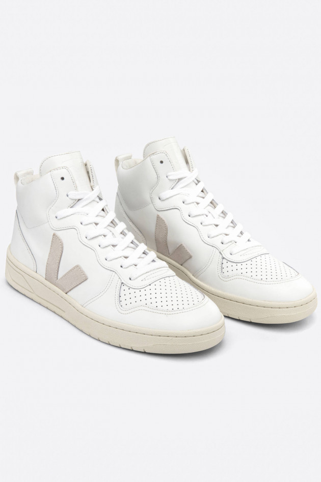 Veja Nachhaltiger High-Top-Sneaker in Weiß/Sand