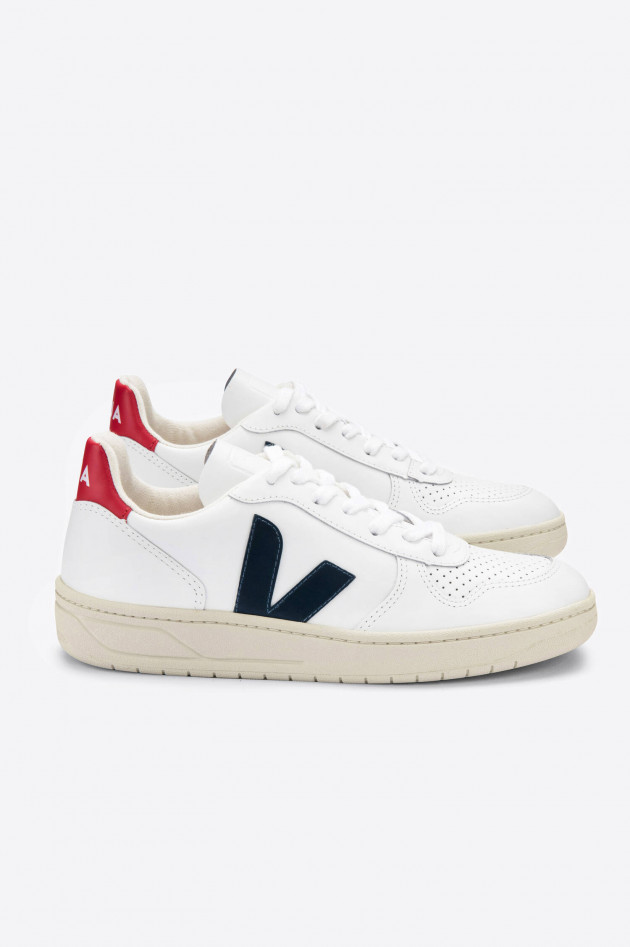 Veja Sneaker V10 mit Kontrast-Details in Weiß