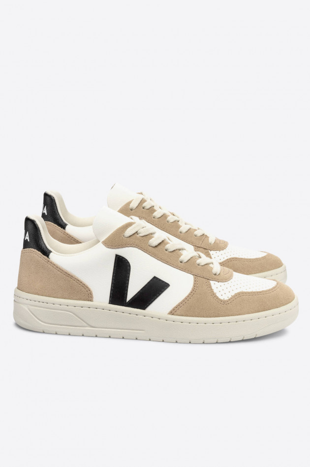 Veja Sneake V10 in Beige/Weiß/Schwarz