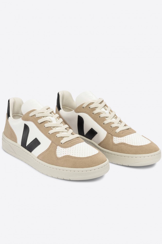 Veja Sneake V10 in Beige/Weiß/Schwarz