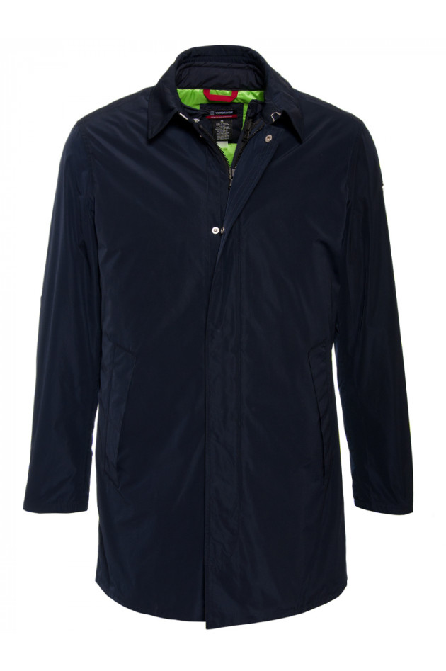 Outdoormantel Marine mit grünem Gilet