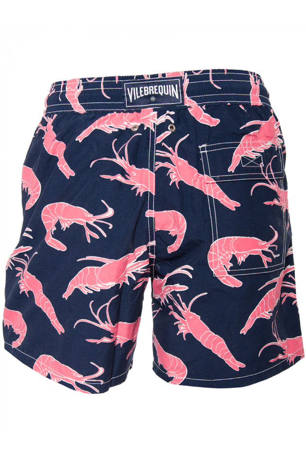 Badeshorts MOOREA Navy mit pinkem Print