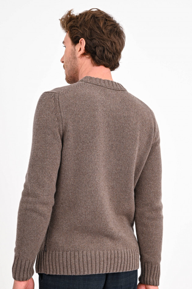 Windsor Rundhals-Strickpullover aus Cashmere in Walnuss