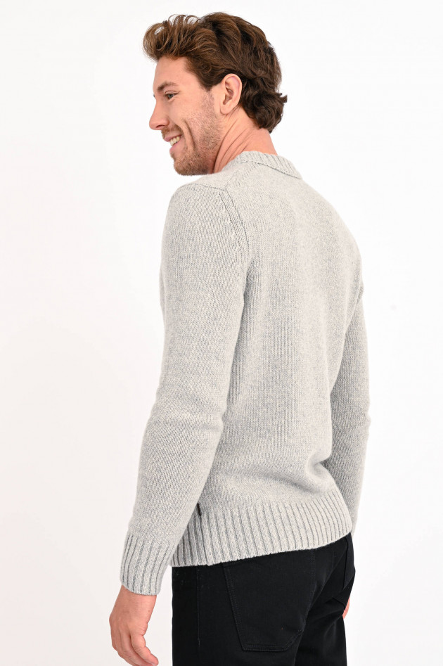 Windsor Rundhals Strickpullover aus Cashmere in Hellgrau