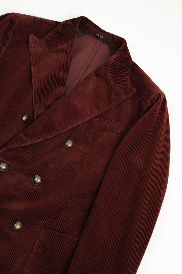 Windsor Doppelreiher Cord-Sakko in Bordeaux