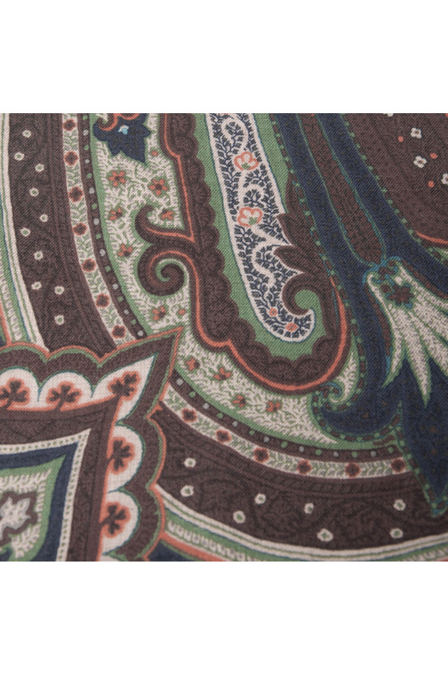 Etro Wollschal in Blau/Braun gemustert