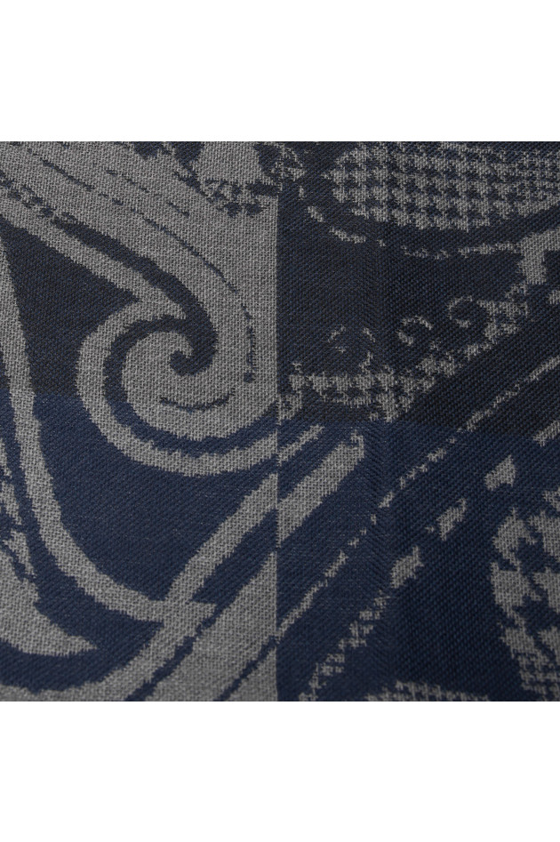 Etro Wollschal in Navy/Grau gemustert