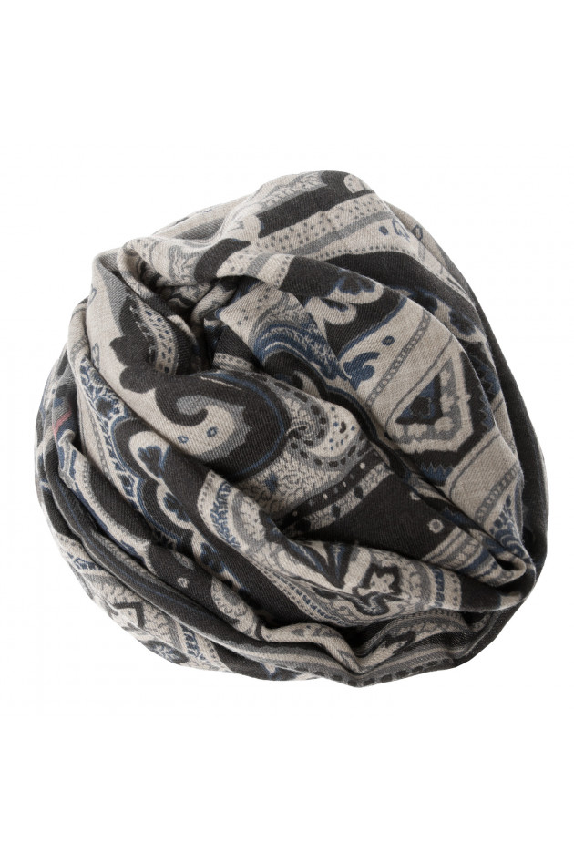 Etro Wollschal in Schwarz/Beige gemustert