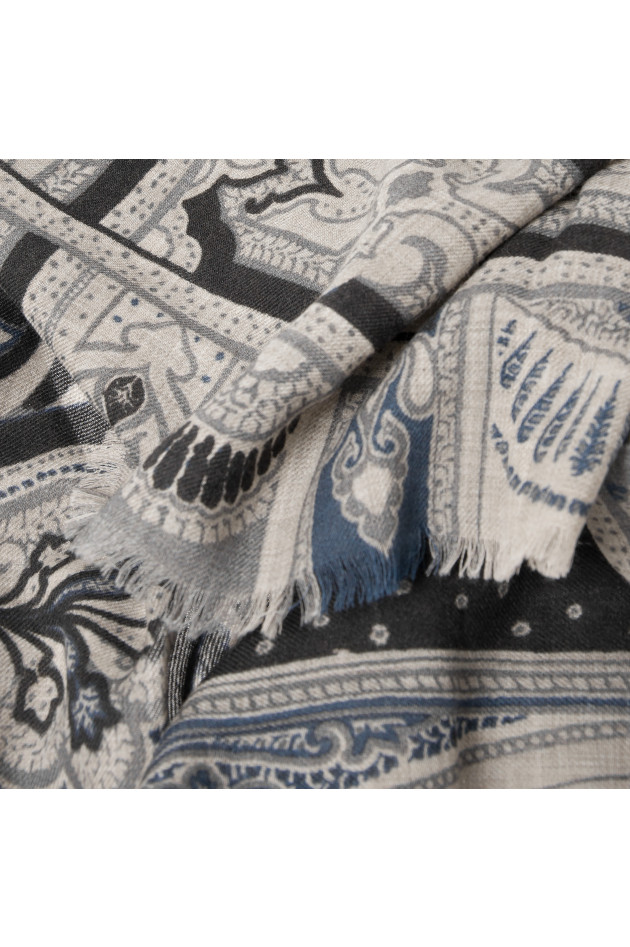Etro Wollschal in Schwarz/Beige gemustert
