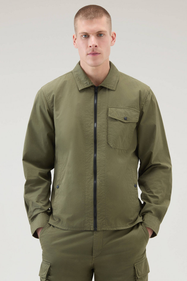 Woolrich Overshirt aus Baumwolle in Oliv