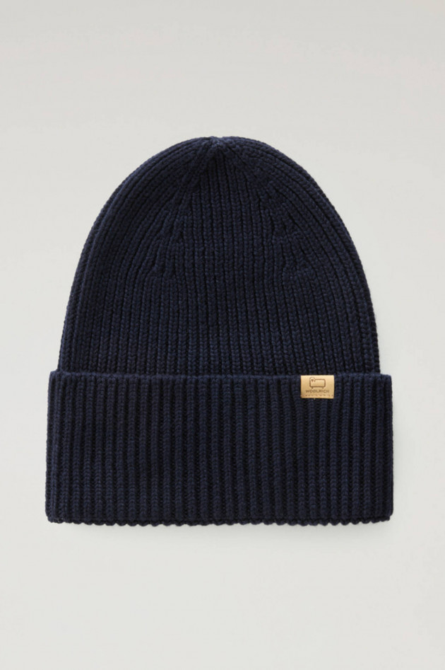 Woolrich Mütze aus Merinowolle in Navy