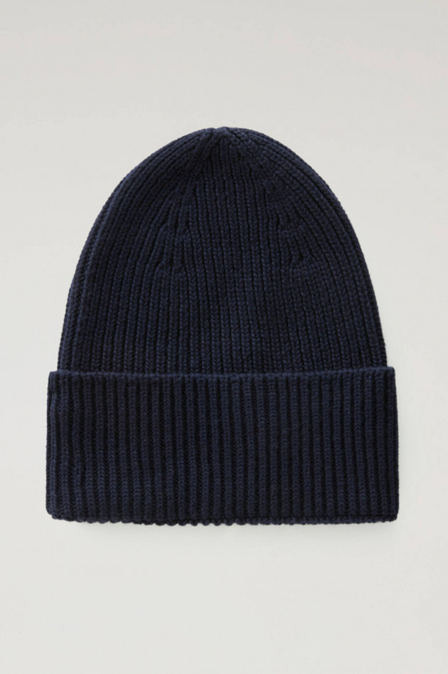 Woolrich Mütze aus Merinowolle in Navy
