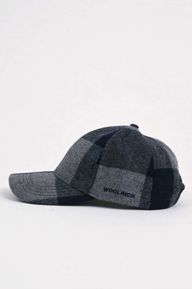 Woolrich Basecap aus Woll-Flanell in Navy/Grau