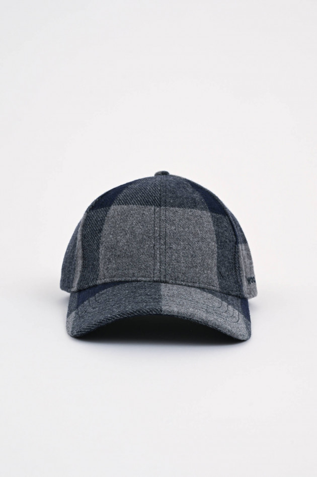 Woolrich Basecap aus Woll-Flanell in Navy/Grau