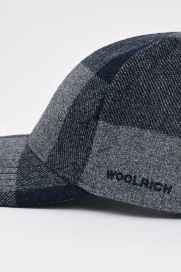 Woolrich Basecap aus Woll-Flanell in Navy/Grau