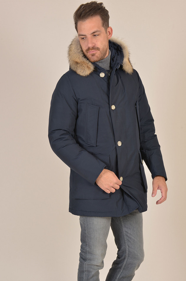 Woolrich Daunenparka mit Fuchsfell in Navy