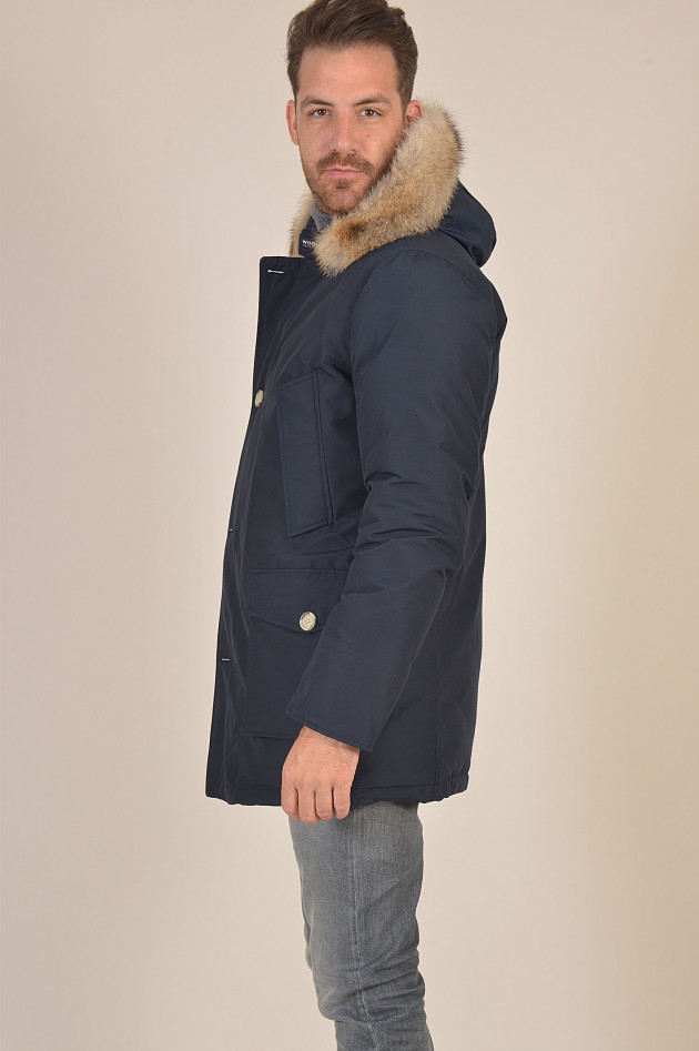 Woolrich Daunenparka mit Fuchsfell in Navy