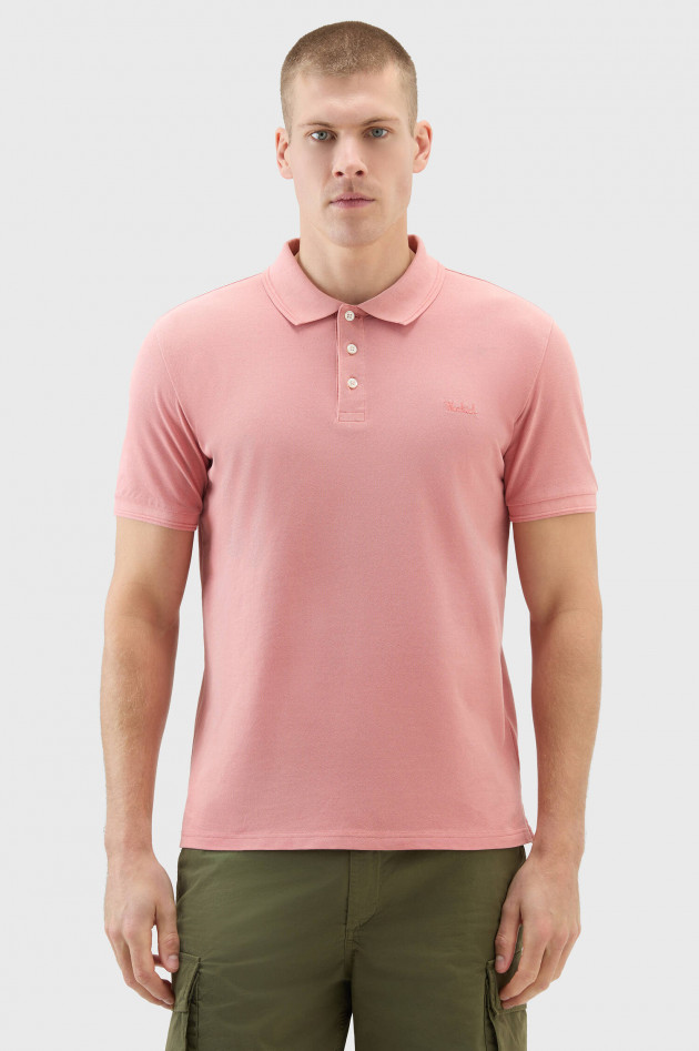 Woolrich Polo-Shirt aus Baumwolle in Pastell Rot