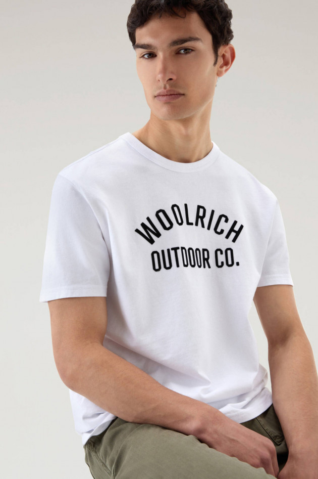 Woolrich T-Shirt mit Logo-Aufdruck in Weiß