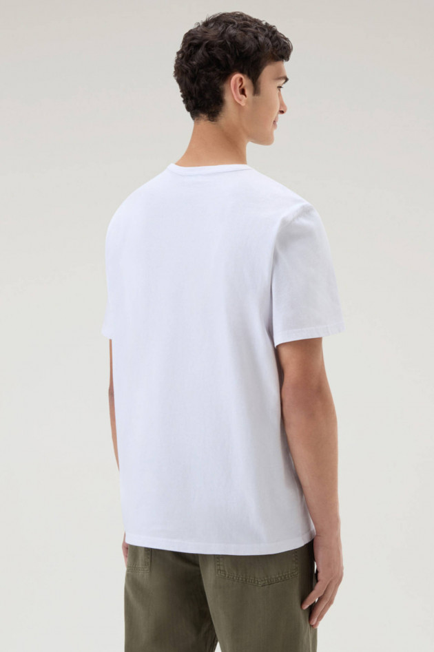 Woolrich T-Shirt mit Logo-Aufdruck in Weiß