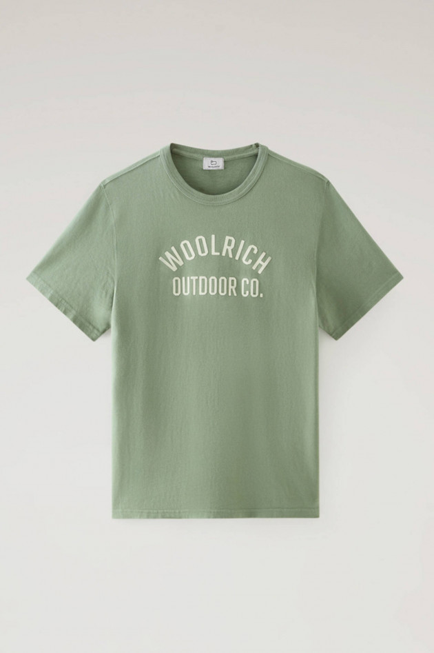 Woolrich T-Shirt mit Logo-Aufdruck in Hellgrün