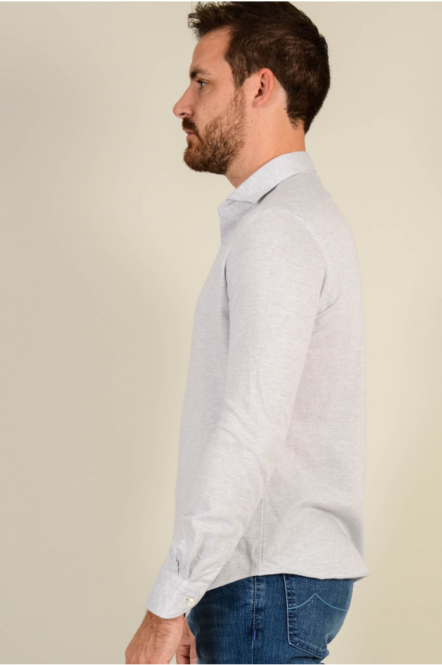 Xacus Jerseyhemd in grau gemustert