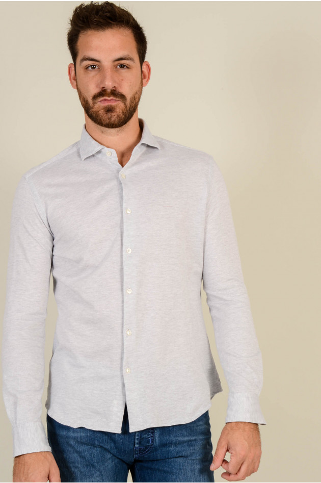 Xacus Jerseyhemd in grau gemustert