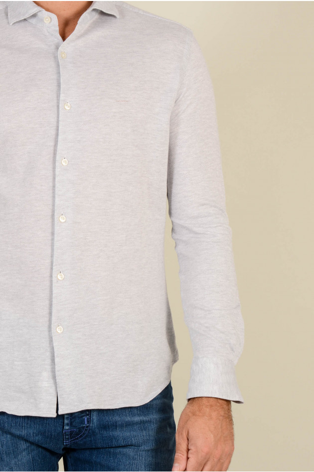 Xacus Jerseyhemd in grau gemustert