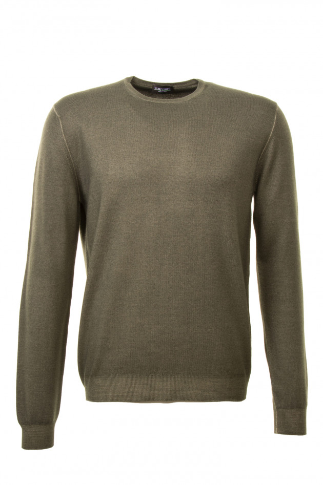 Zanieri Pullover aus Wolle in Oliv meliert