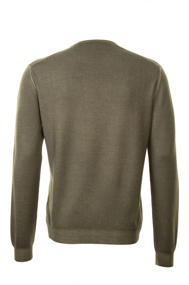 Zanieri Pullover aus Wolle in Oliv meliert
